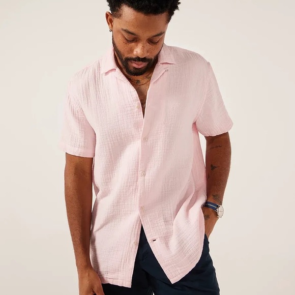 Chubbies Men Pink Short Sleeve Button Down Shirt Size XL - Picture 5 of 5